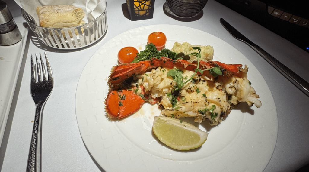 Maine Lobster Newburg  on Qatar Qsuites Business Class 